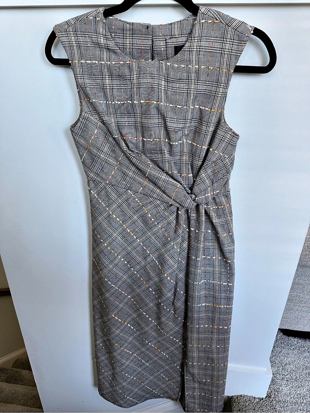 Maeve by Anthropologie Plaid Midi Dress in Gray & Orange Size Small